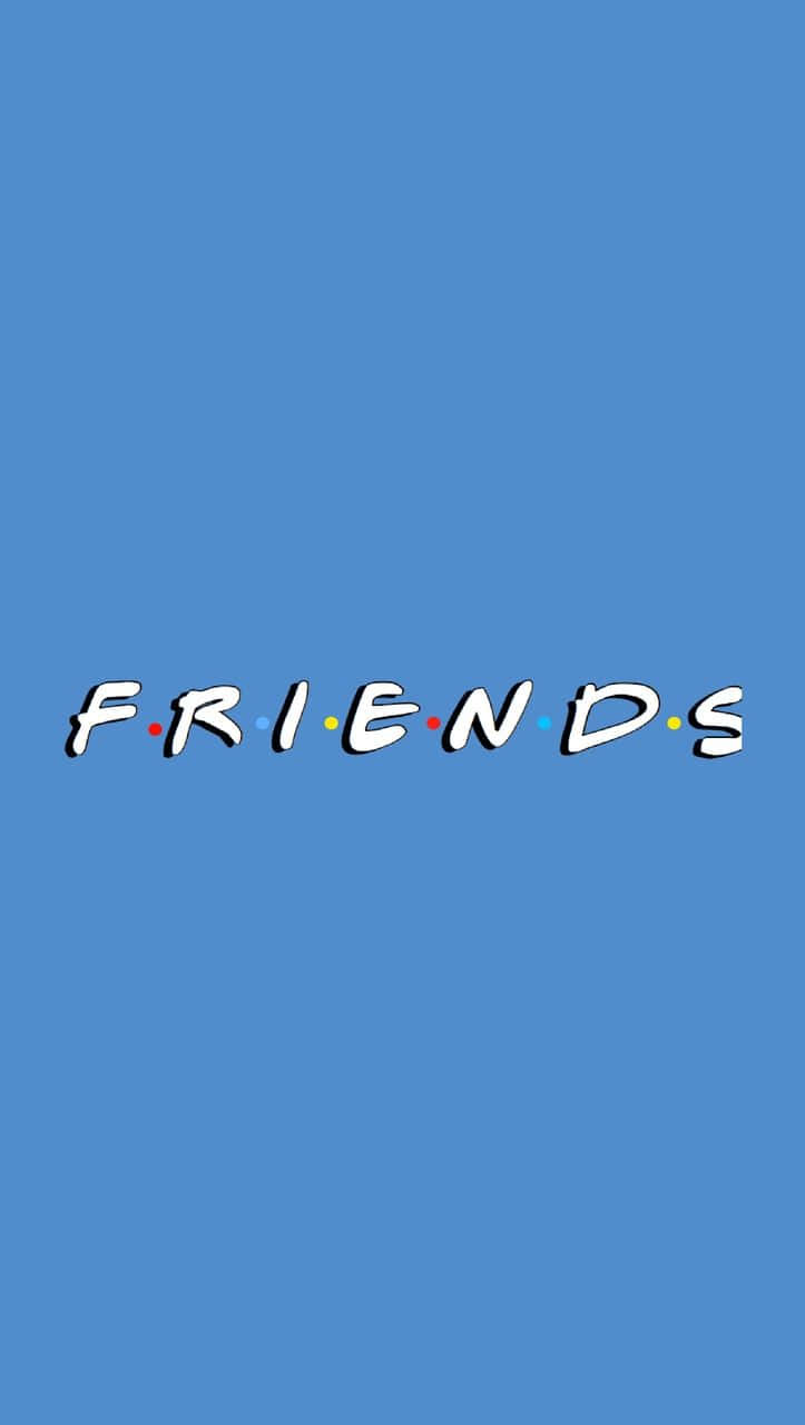 藍色背景上字母之間有彩色圓點的Friends電視節目標誌