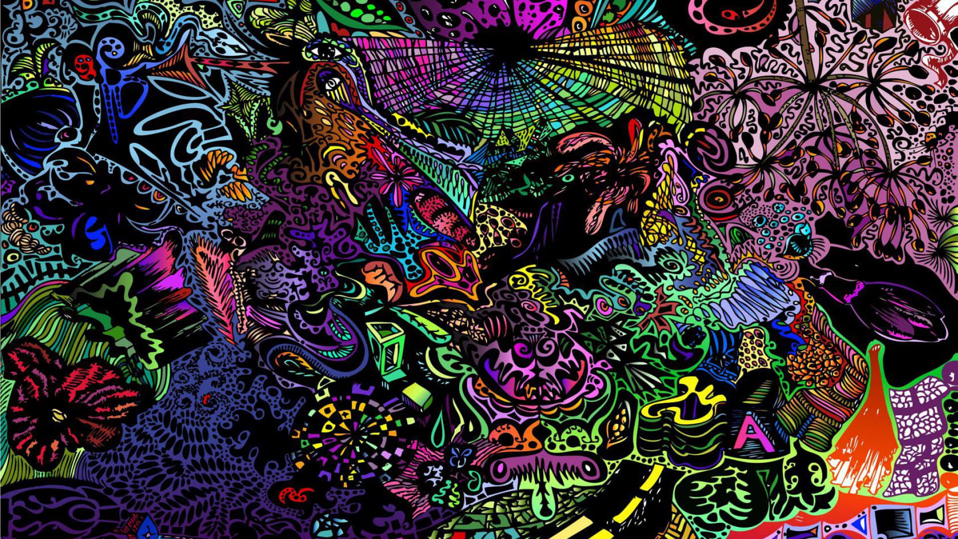 一幅色彩繽紛的抽象數位藝術作品，帶有旋轉的迷幻圖案。
