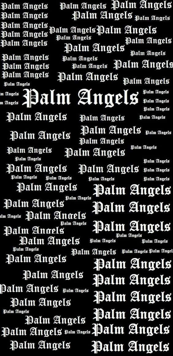 黑色背景上重複顯示不同尺寸的白色Palm Angels標誌。