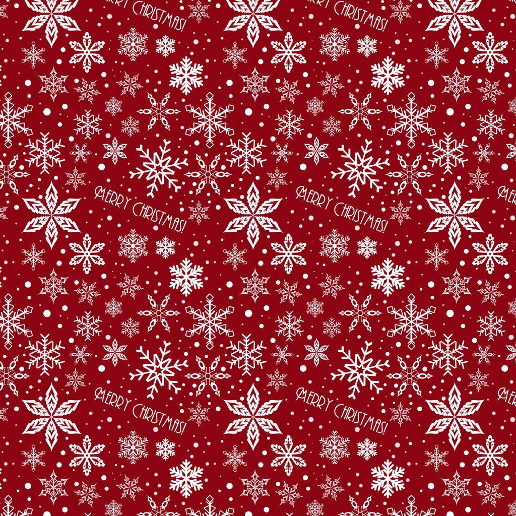 紅色背景，帶有白色雪花和Merry Christmas文字。