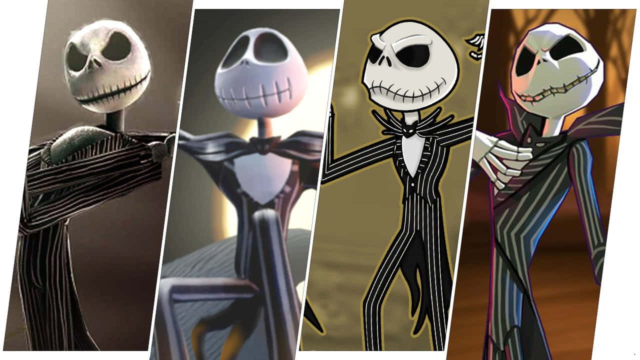 Jack Skellington 以四個不同姿勢穿著其標誌性條紋西裝。