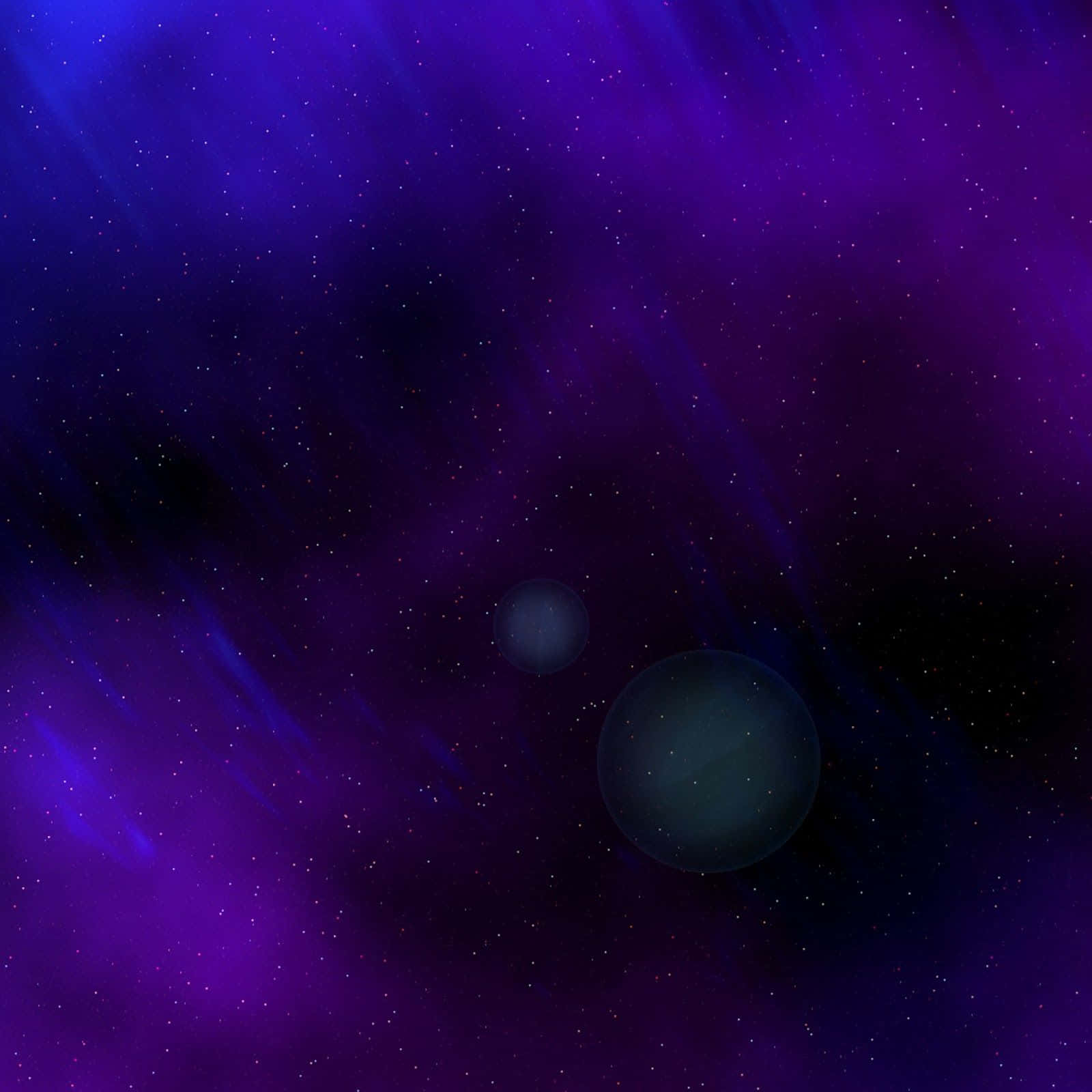 兩顆行星漂浮在紫色的星空星雲中。