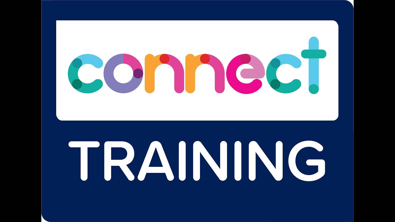 一個藍色標誌，帶有彩色「connect」文字和白色「TRAINING」文字。