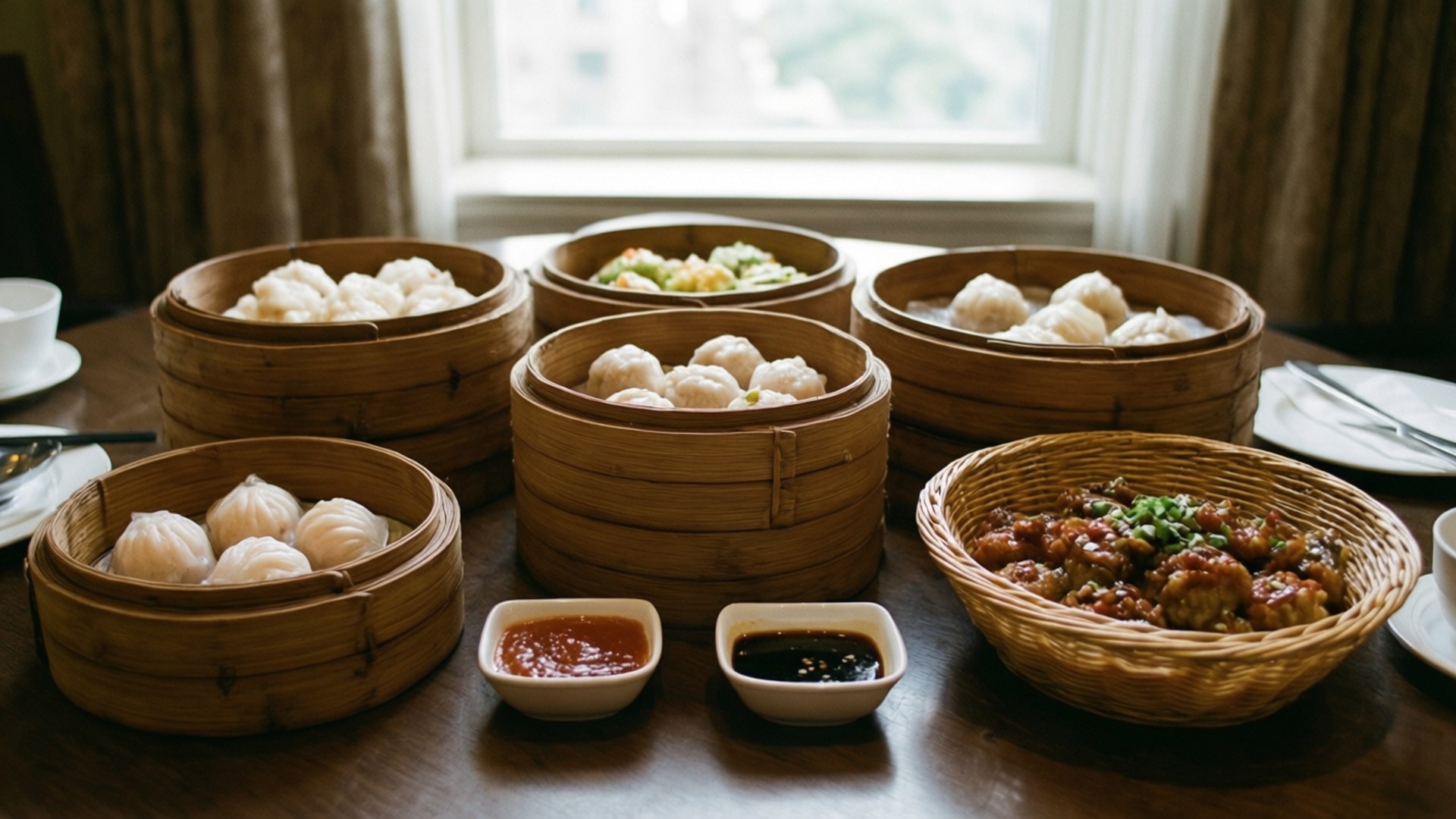一個溫馨的早晨點心擺設，伴隨自然光，適合用作寧靜的壁紙。