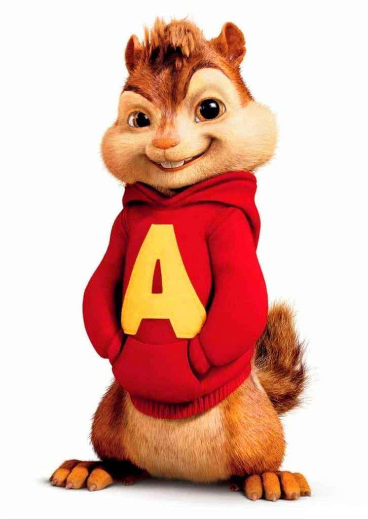 動畫花栗鼠穿著紅色連帽衫帶黃色A微笑 — 阿爾文與_chipmunks 壁紙