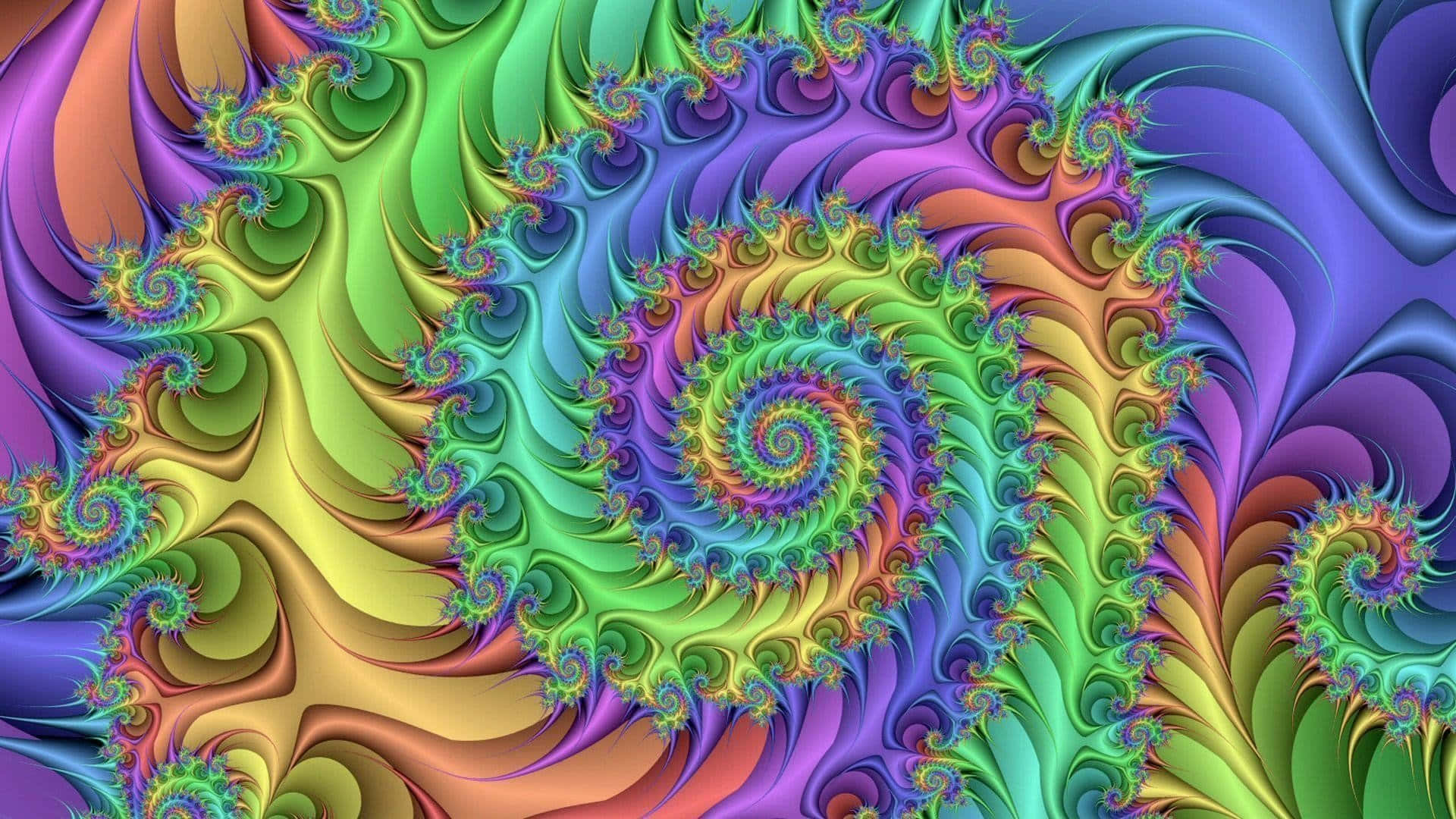 鮮豔的分形圖案以彩虹色旋轉，創造出迷人的數位藝術作品。
