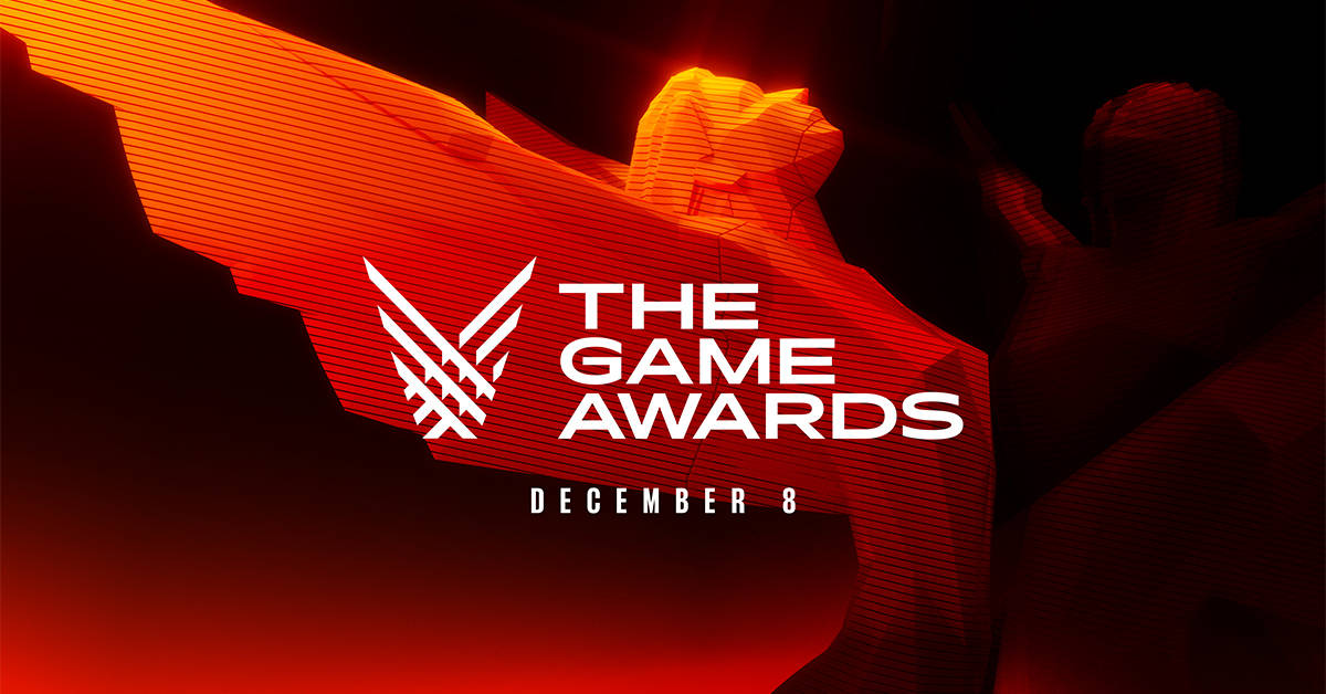 The Game Awards 標誌，帶有紅色幾何形狀和白色文字，背景為深色。