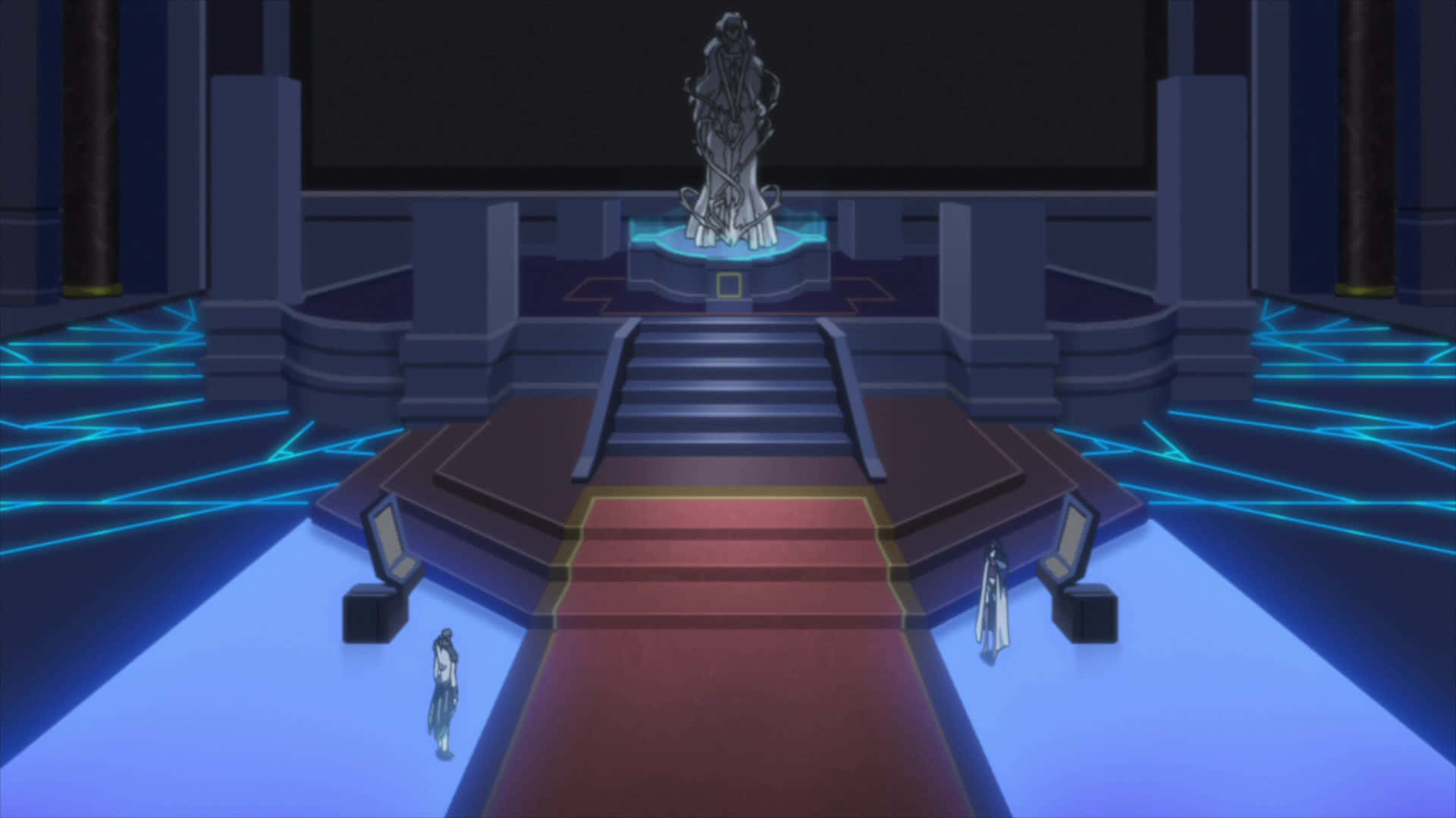 遊戲截圖中的房間與雕像 壁紙