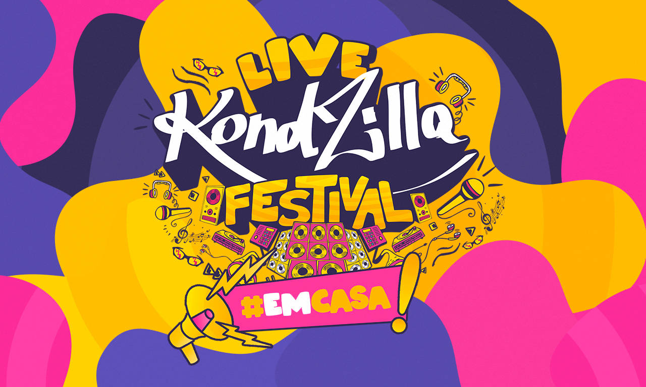 現場 KondZilla 音樂節圖形，帶有音樂符號和鮮豔色彩。