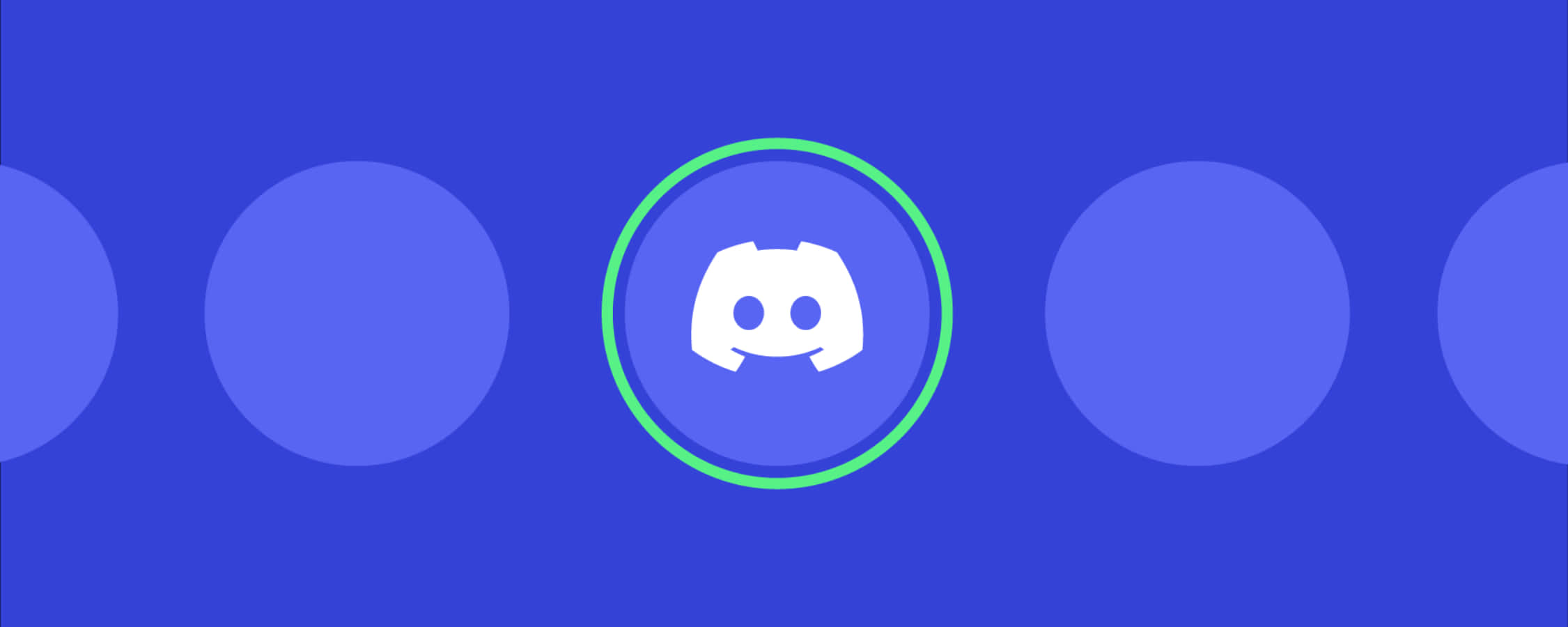 運用 Discord 統合你的社群 壁紙 — 一個白色 Discord 標誌置中於發光綠色圓圈內，背景為漸變藍色並帶有柔和紫色圓圈。