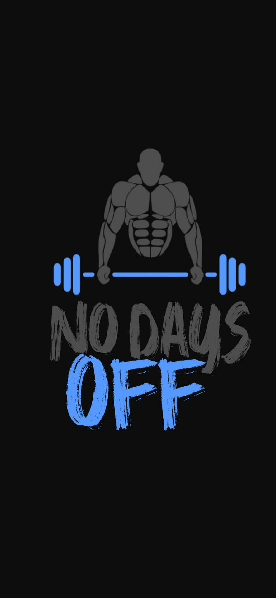 勵志健身圖形，包含一個肌肉發達的人物舉起槓鈴和文字 no days off。