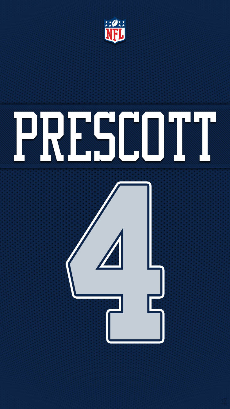 帶有Prescott和數字4的NFL美式足球球衣。