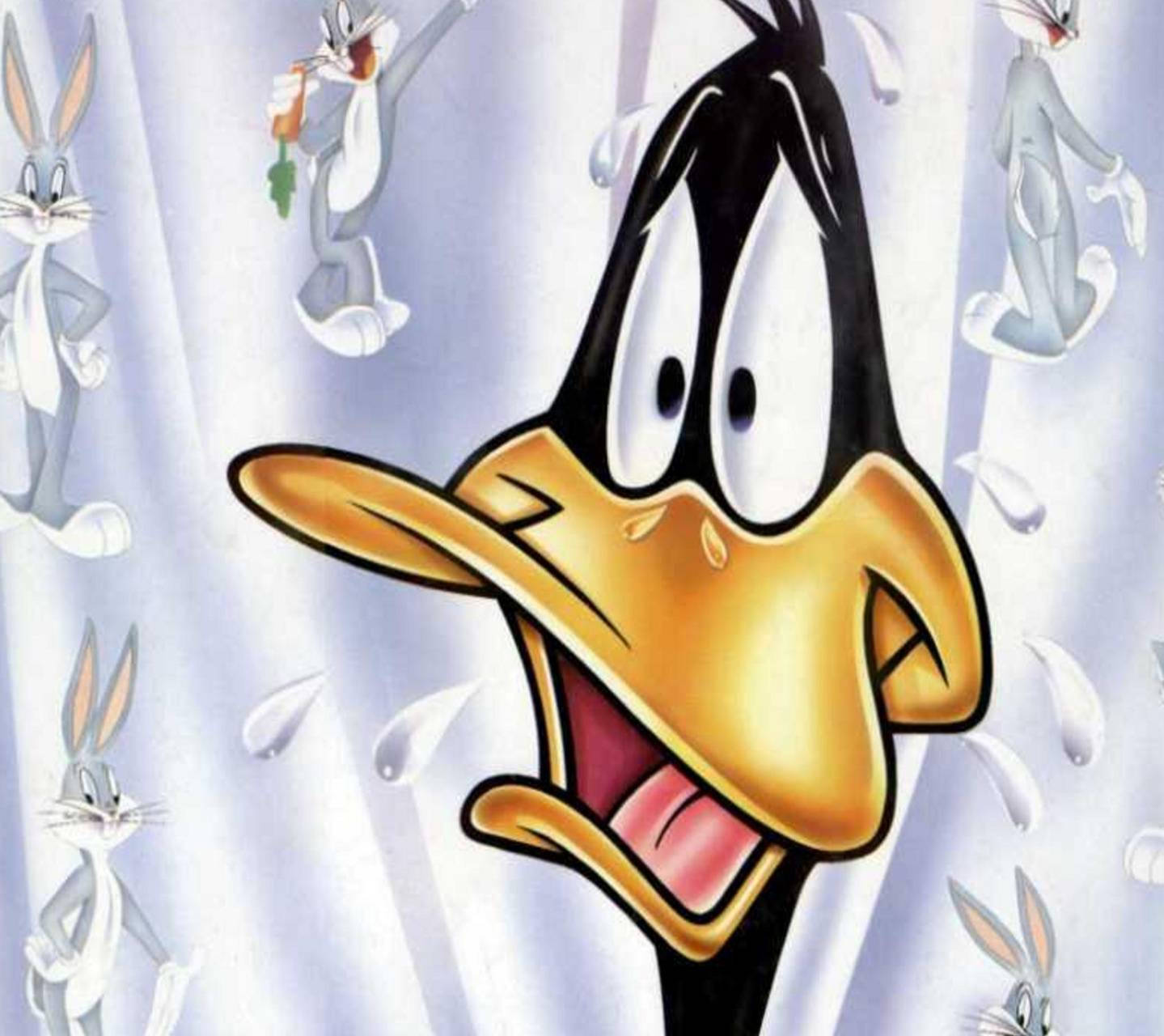 Duck Dodgers 尖叫，而 Bugs Bunny 在卡通場景中追趕他。