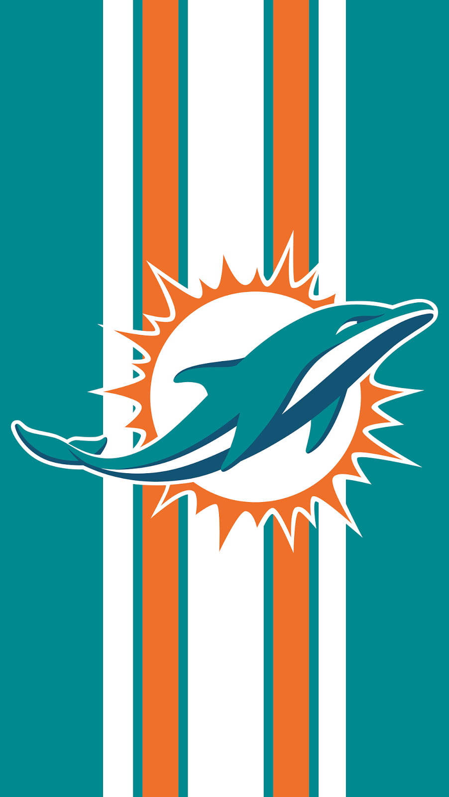 邁阿密海豚隊NFL球隊標誌，背景有垂直條紋。