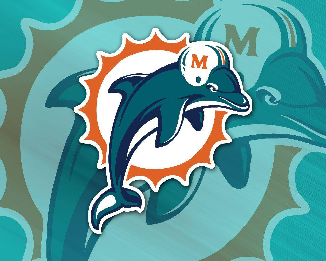 邁阿密海豚隊NFL標誌，戴頭盔的海豚，藍綠色背景 — 邁阿密海豚 GIF 壁紙