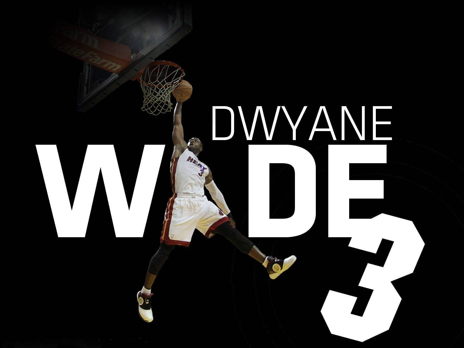 Dwyane Wade 正在進行灌籃，他的名字和3號清晰可見。