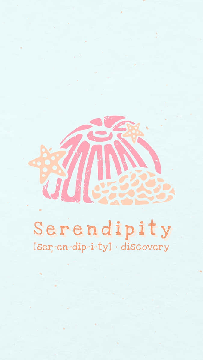 粉紅色貝殼和海星插圖，帶有 Serendipity 字樣