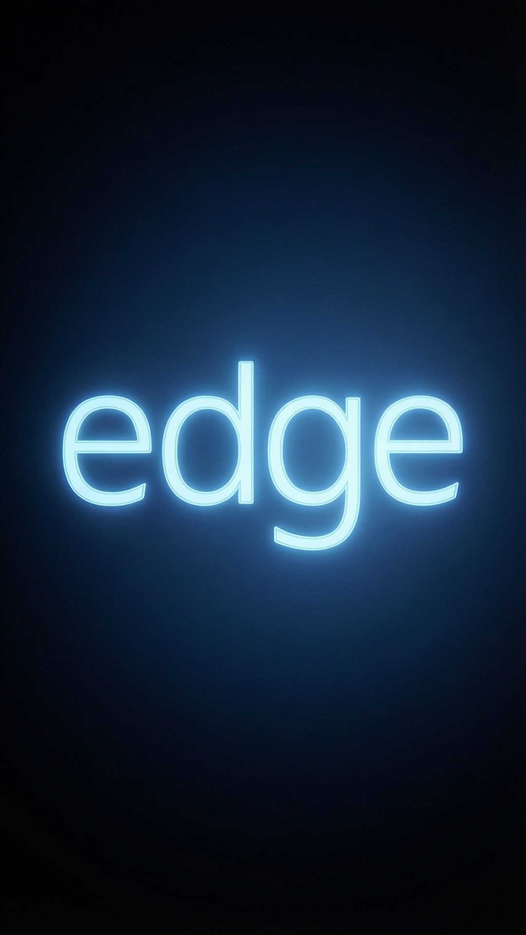 在深藍色背景上顯示 edge 的霓虹藍色發光文字。