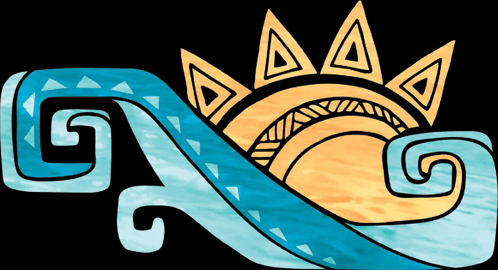 部落太陽與海浪圖案 壁紙