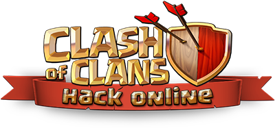 部落衝突：皇室戰爭線上破解標誌 壁紙 — 金色Clash of Clans標誌，紅色橫幅上有盾牌和箭頭，黑色背景。