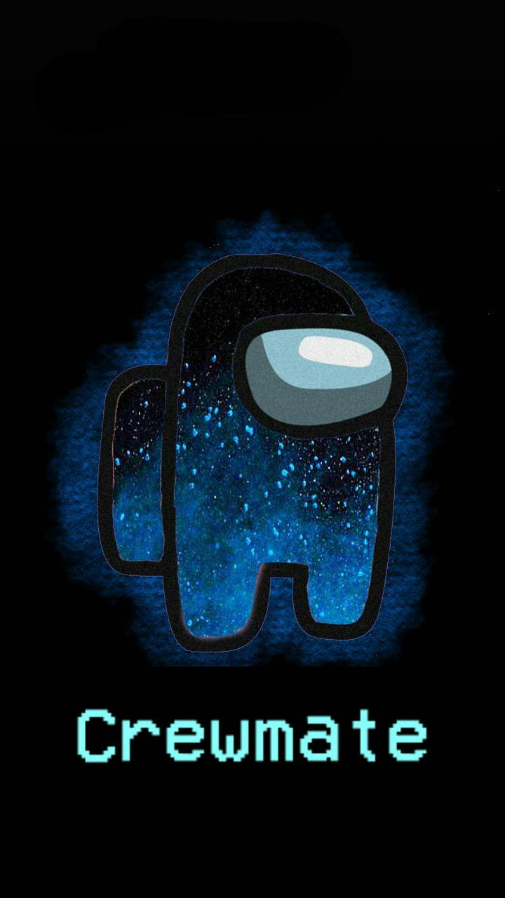 一個Among Us的藍色發光船員，其套裝內有星雲。