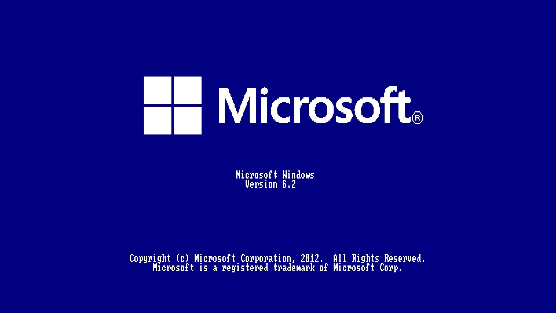 Microsoft Windows 啟動畫面，版本 6.2 在藍色背景上