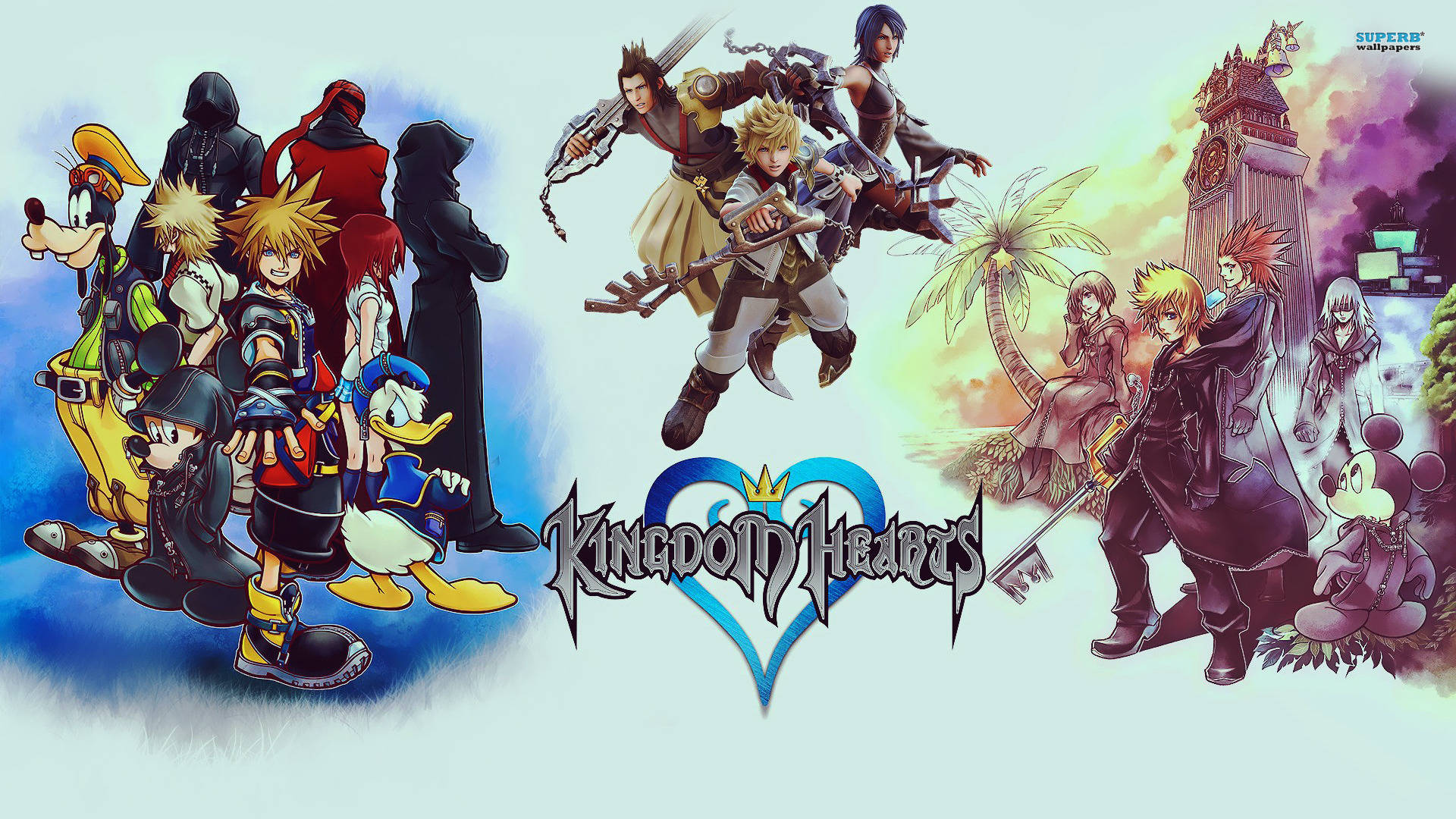 來自迪士尼和最終幻想世界的Kingdom Hearts角色，以動作姿勢呈現。