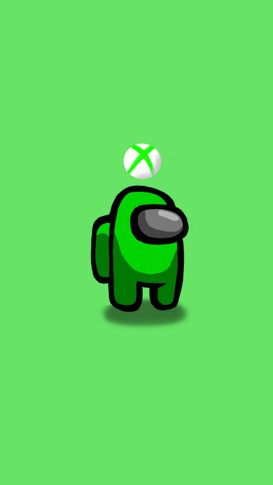 綠色Among Us角色將Xbox標誌平衡喺頭頂。