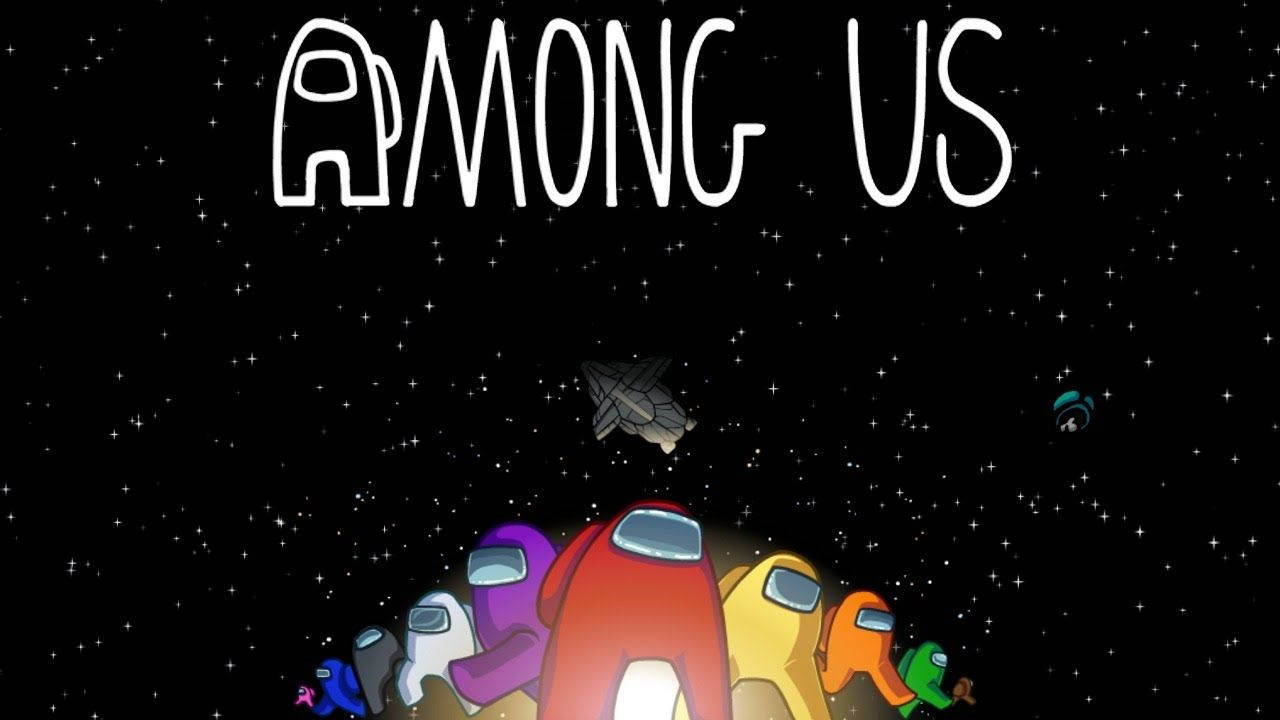 穿著太空衣的Among Us角色凝視星星和太空船。