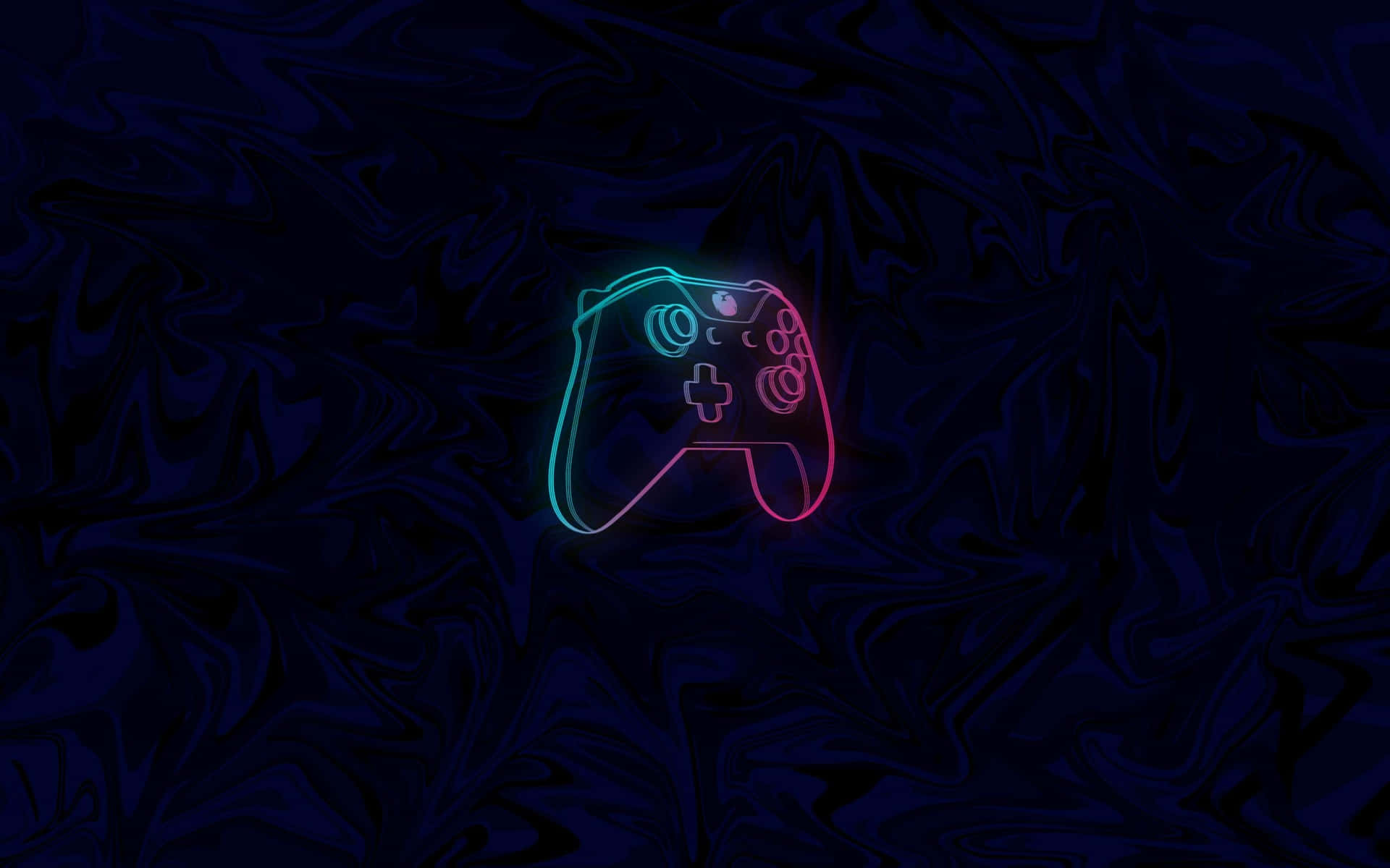 深藍色織物背景上的霓虹燈輪廓遊戲控制器 — Xbox GIF 壁紙