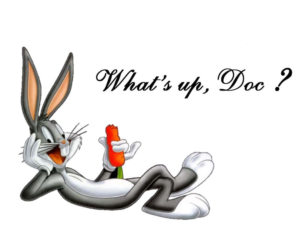 賓尼兔拿著胡蘿蔔微笑，旁邊有文字「怎麼了，Doc？」