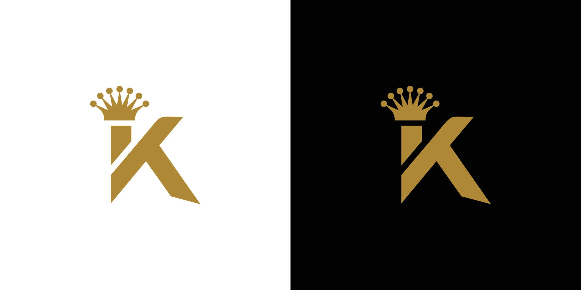 金色K標誌，帶皇冠，白色和黑色背景。