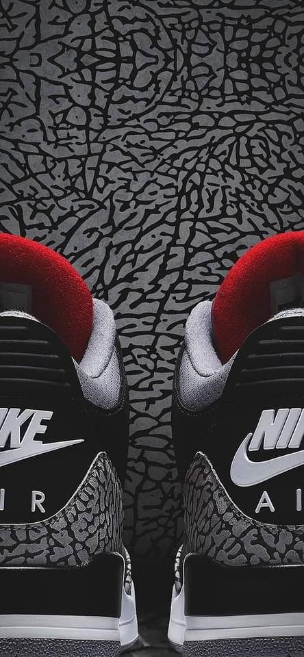 帶有大象印花圖案的黑紅 Nike Air Jordan 3 運動鞋。