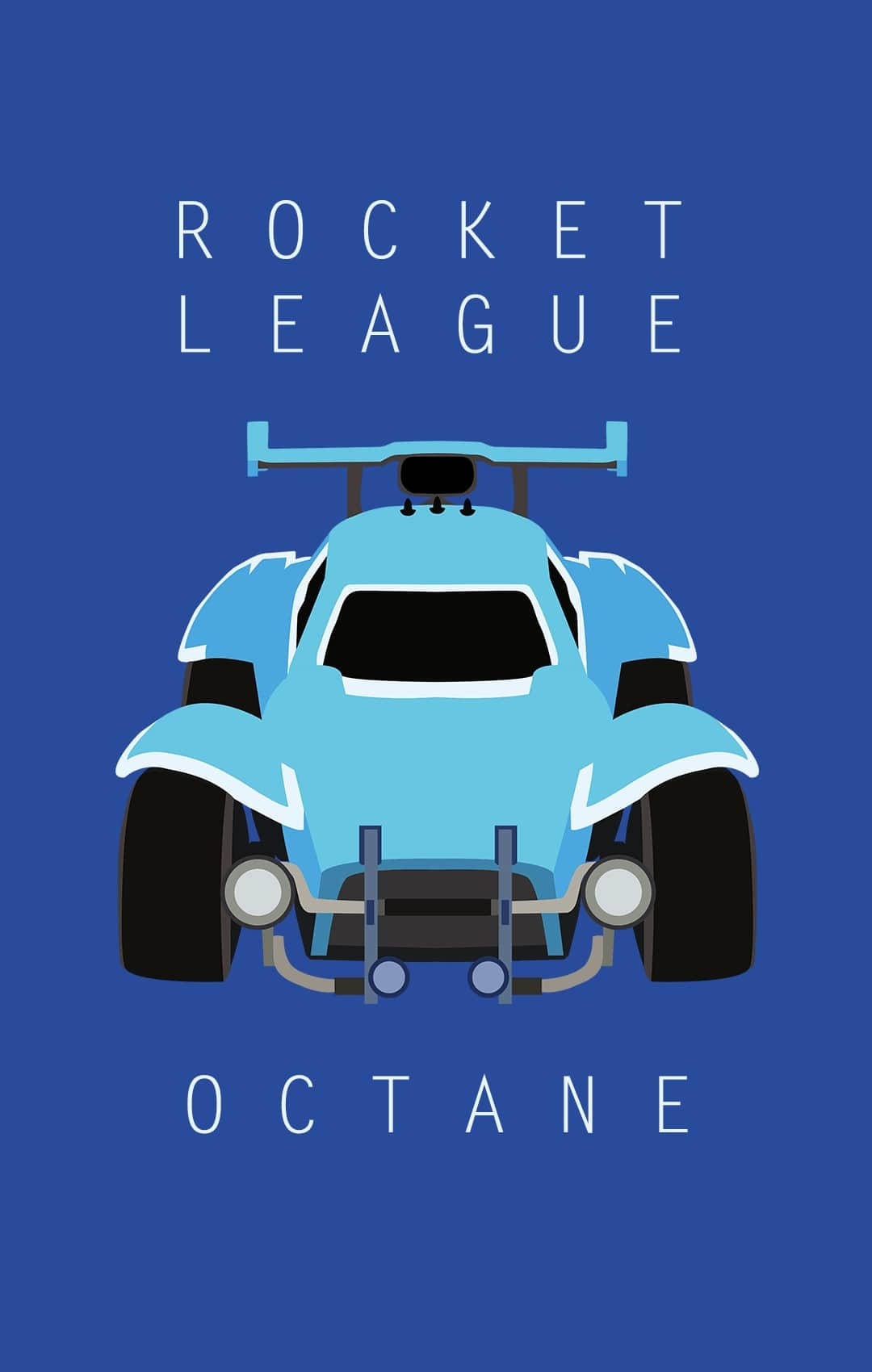 藍色《Rocket League》車名為 Octane，藍色背景上有白色文字。