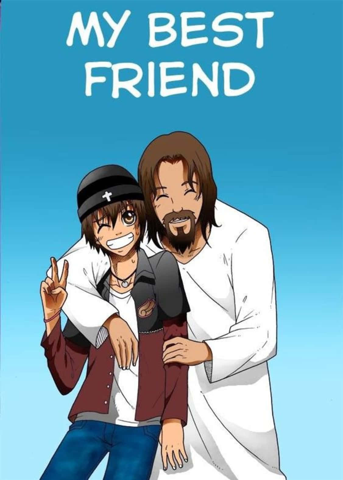 兩個微笑的動漫角色擁抱，上方有「MY BEST FRIEND」的文字。