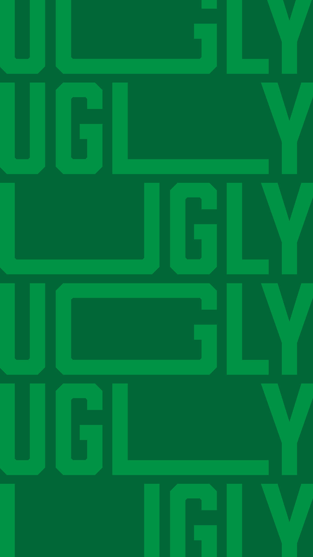 綠色文字以碎片化網格圖案重複單詞 ugly。