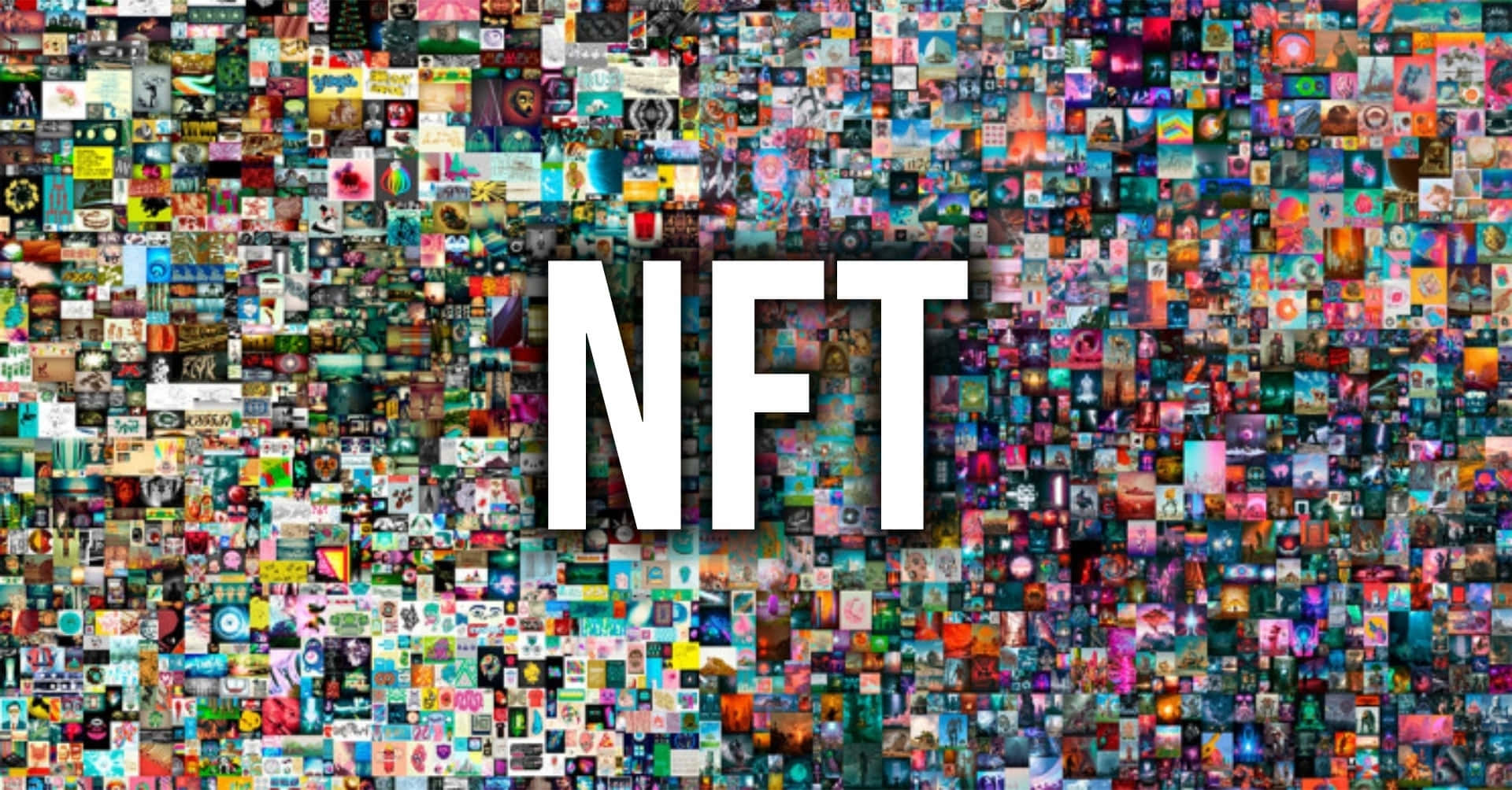 NFT文字在數位藝術縮圖拼貼之上