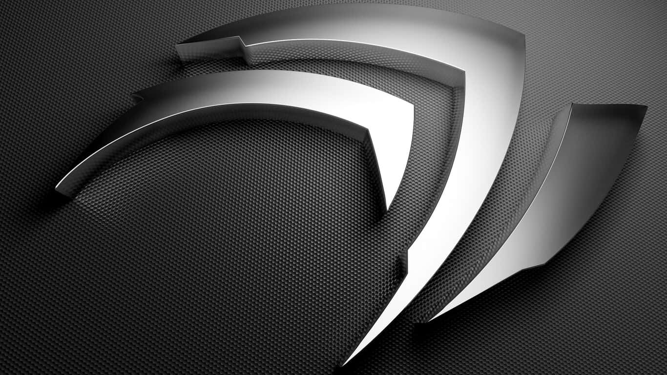 深色碳纖維背景上的時尚銀色NVIDIA標誌