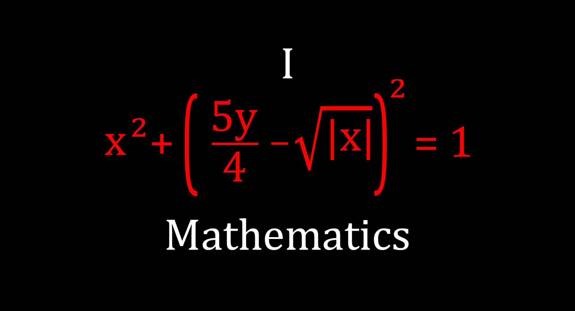 黑色背景上的紅色數學方程式，白色文字「Mathematics」。