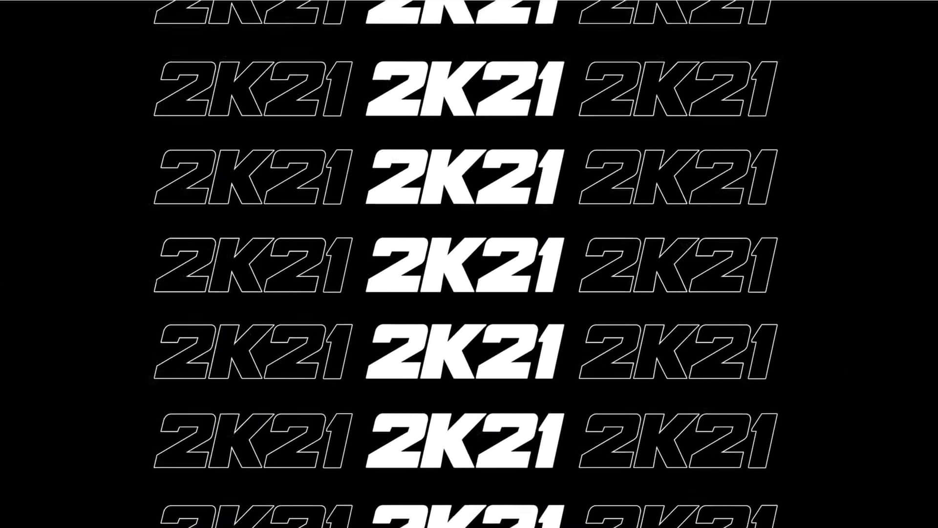 黑色背景上重複的白色 2K21 文字遊戲壁紙。