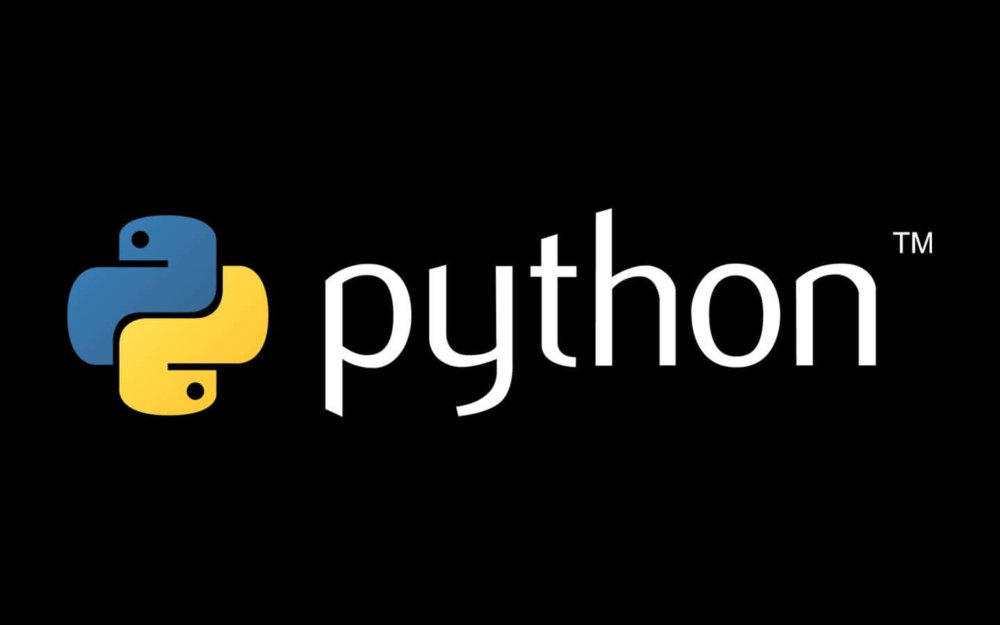 Python 程式語言標誌，黑色背景上帶有藍黃相間的蛇