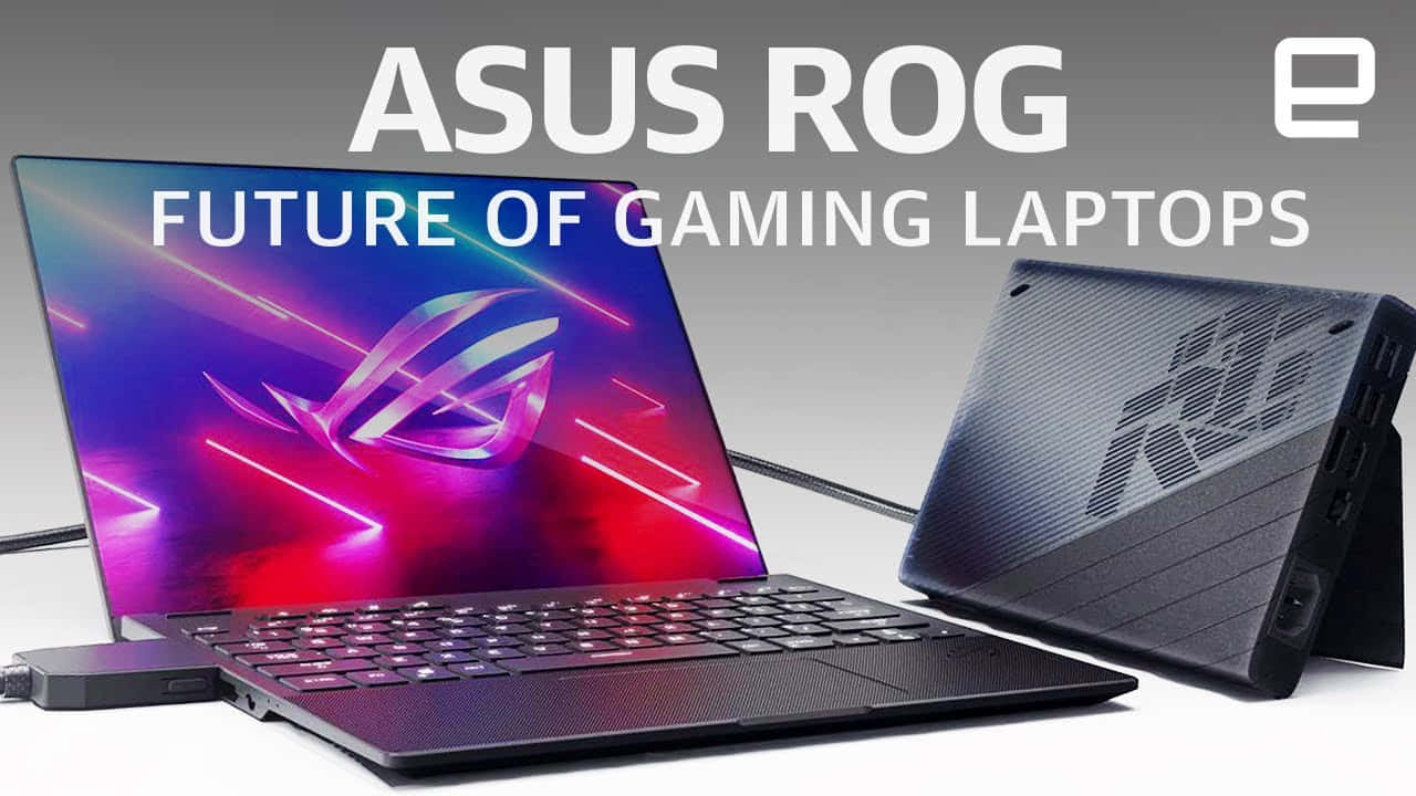 釋放內在玩家 — ASUS ROG 筆記本電腦 壁紙 — 兩部ASUS ROG電競手提電腦，一部打開顯示充滿活力的霓虹屏幕，另一部關閉顯示紋理碳纖維設計。