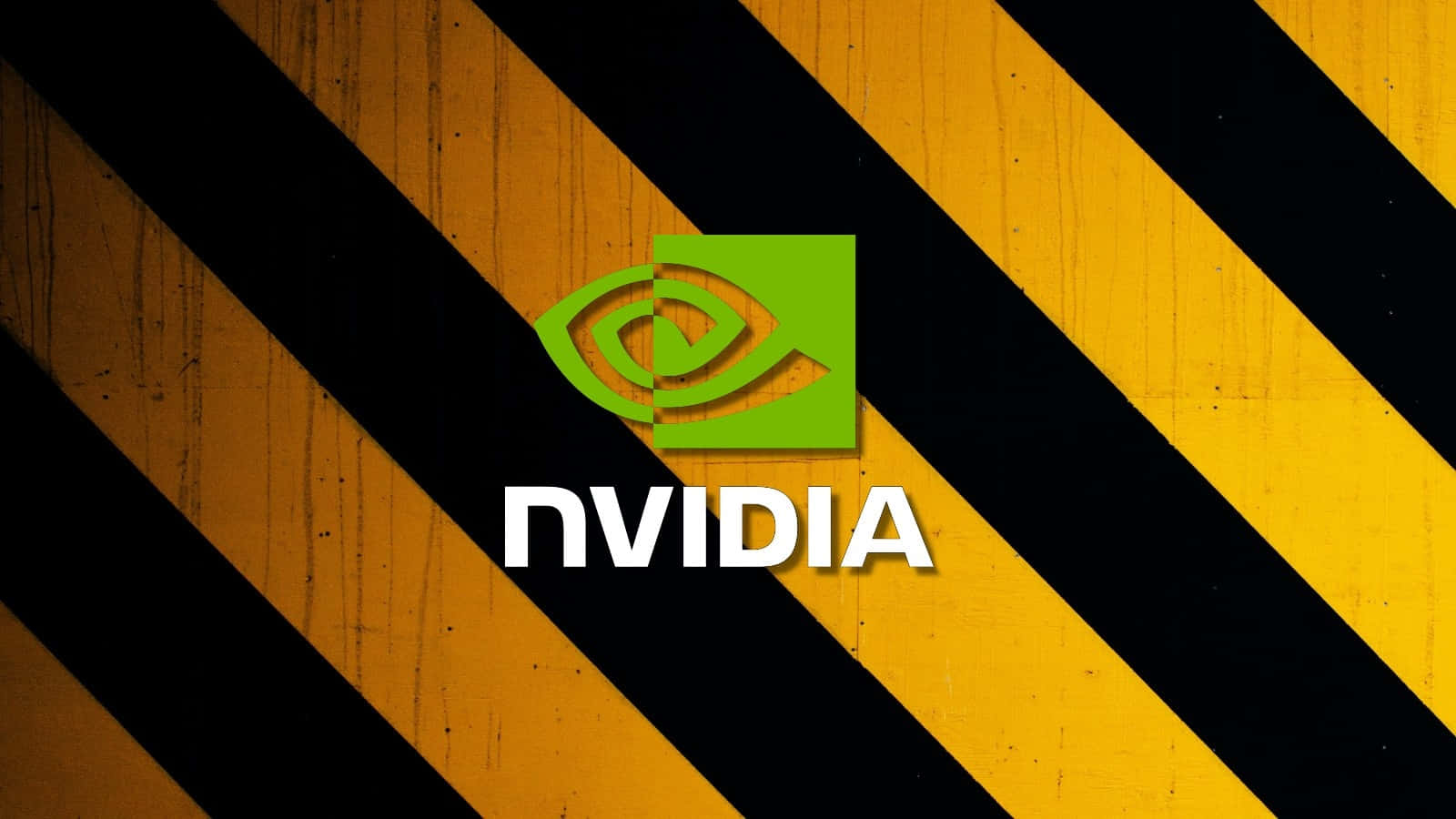 黃色和黑色條紋背景上的 Nvidia 標誌