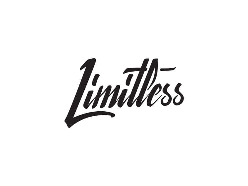 白色背景上以黑色毛筆字體寫嘅limitless呢個詞