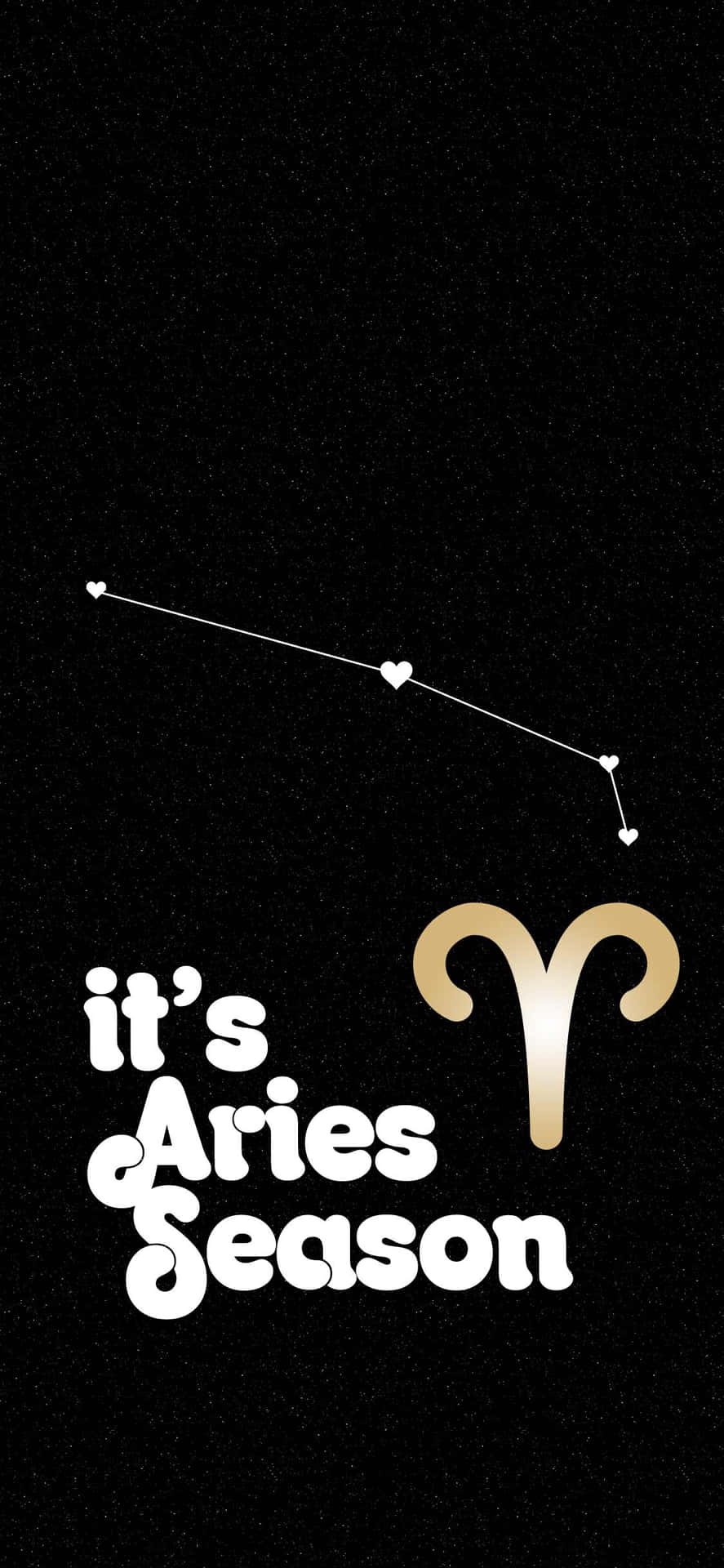 白羊座季節文字，帶有公羊符號和星座，在繁星背景上。