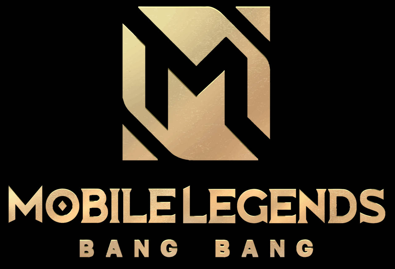 黑色背景上的金色Mobile Legends Bang Bang遊戲標誌