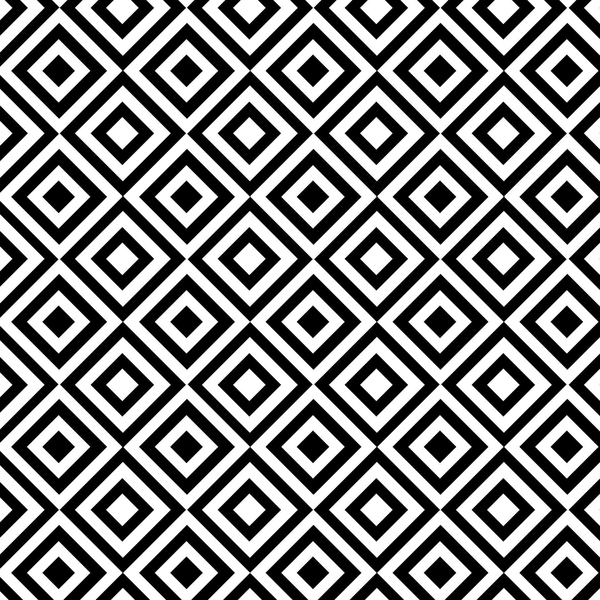 Black And White Geometric 桌布 壁紙 — 重複菱形形狀的大膽黑白幾何圖案，營造出引人注目的錯視效果。