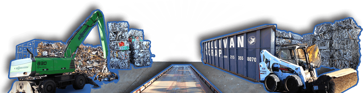 金屬回收流程 壁紙 — 一個充滿活力的工業回收場景，重型機械在醒目的太陽光輝和回收標誌下處理壓縮金屬捆。