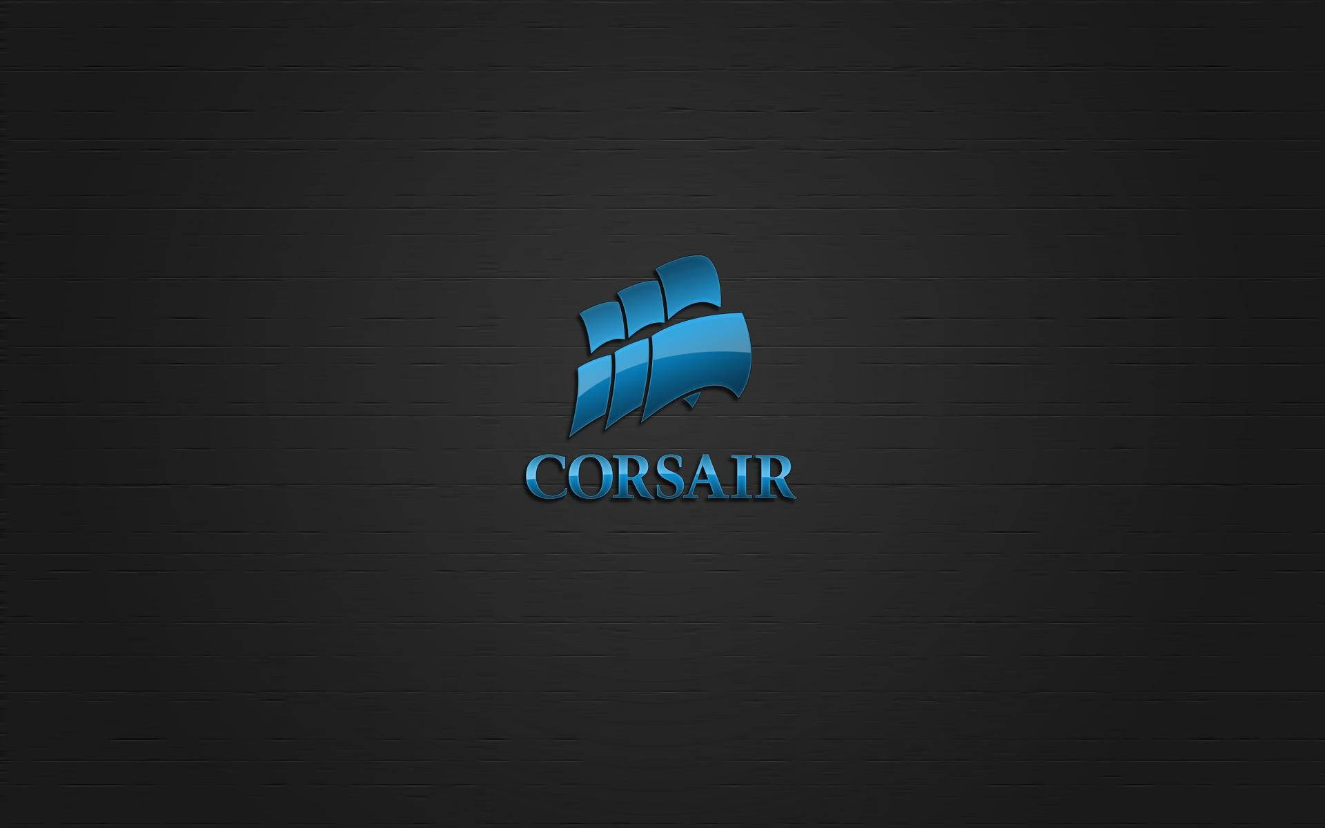 深色磚牆背景上的藍色Corsair標誌