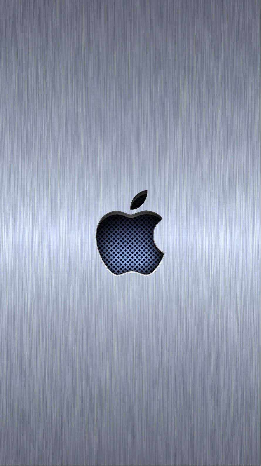 拉絲金屬背景上的Apple標誌鏤空，帶穿孔內部。